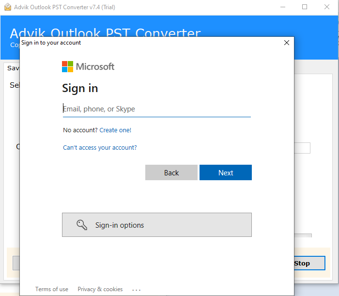 sign in to transfer outlook emails to office 365