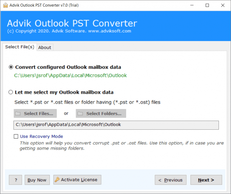 click Convert configured Outlook mailbox