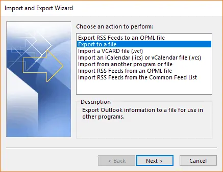 Choose Export to a file