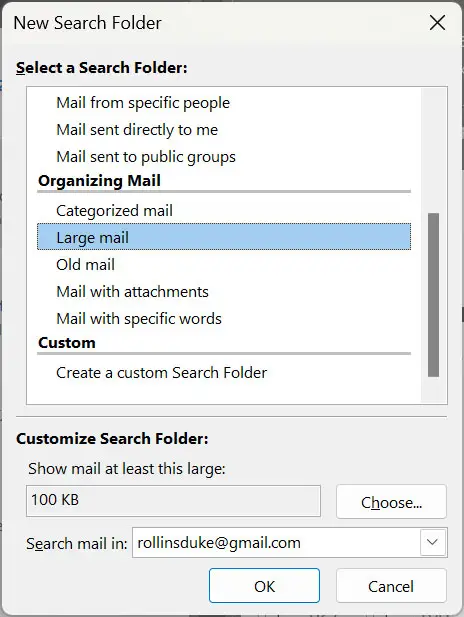 Select the Large Mail
