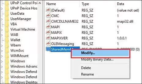 click on Modify