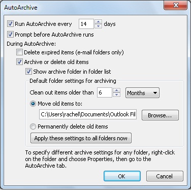 Outlook data file usage is disabled on this computer