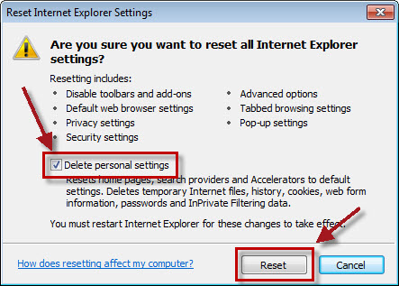 reset internet settings to fix outlook hyperlinks not working issue