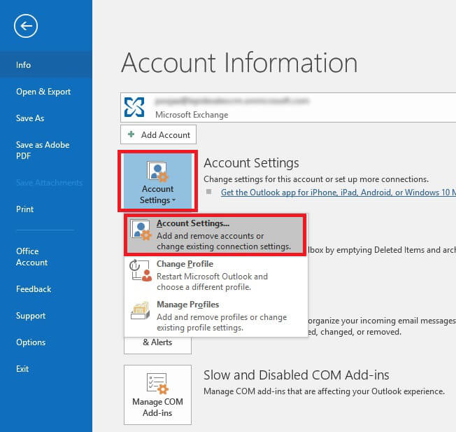 click Account Settings