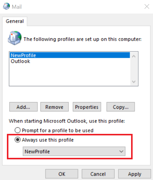 Outlook is using an Old Copy of your Outlook Data File
