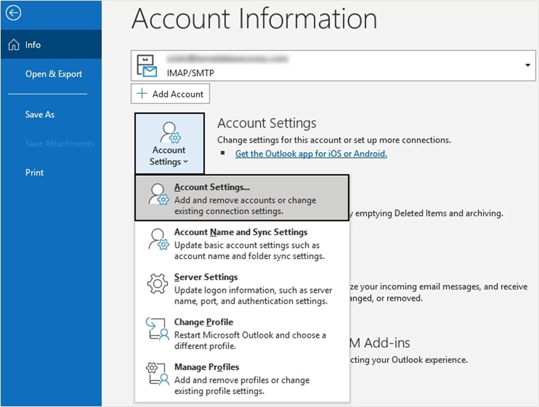 go to account settings