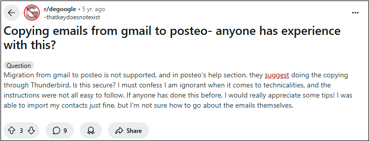 gmail to posteo query