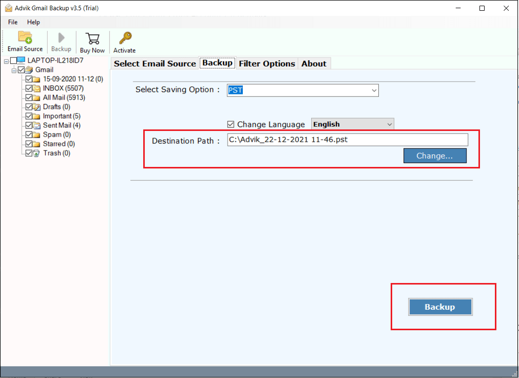 click Backup