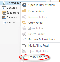 click on empty folder