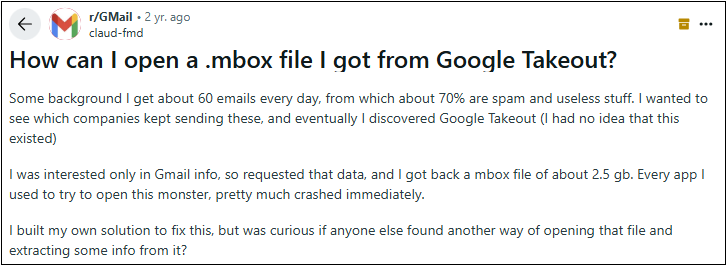 open mbox from google takeout query