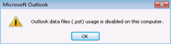 Outlook Data Files Usage is Disabled on This Computer