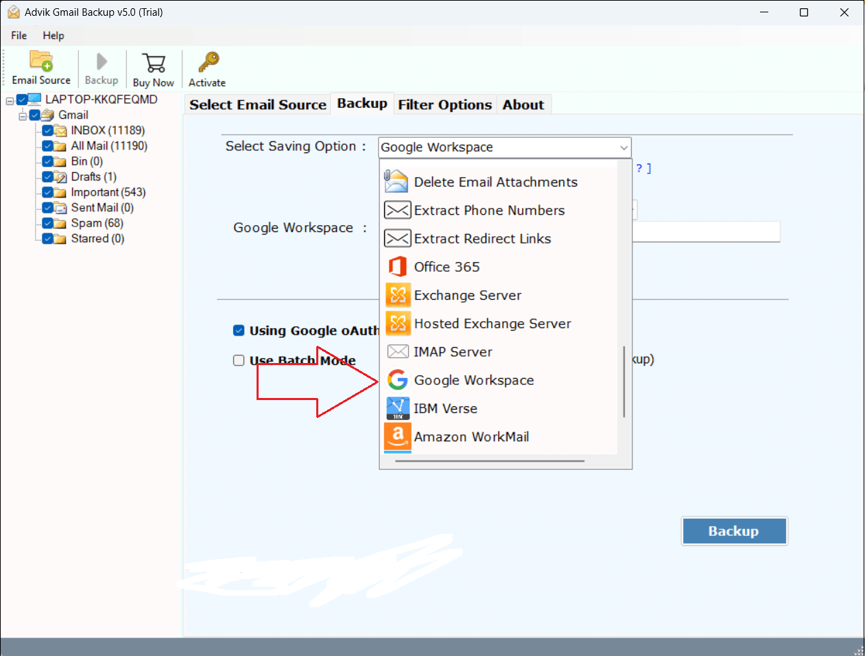 Select Google Workspace