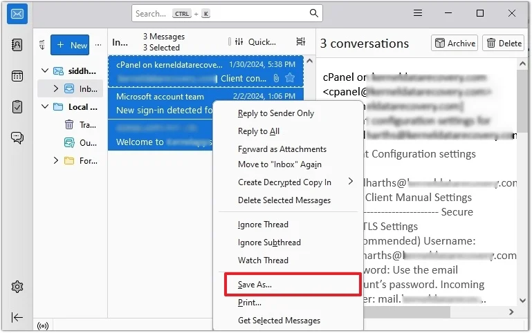 Backup Thunderbird Emails