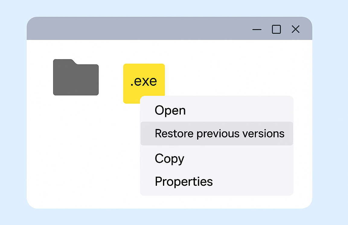 Use File History feature to recover deleted exe files