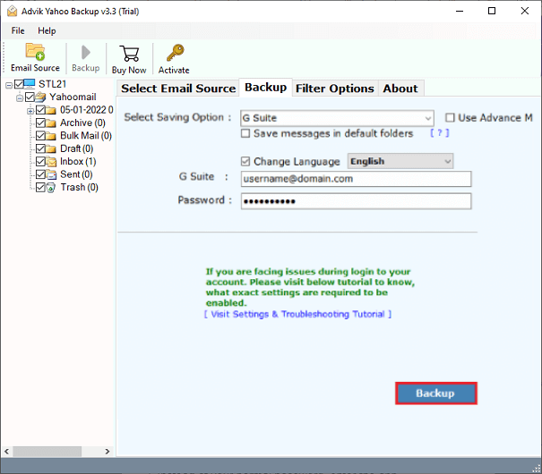 Enter Google Workspace account login details