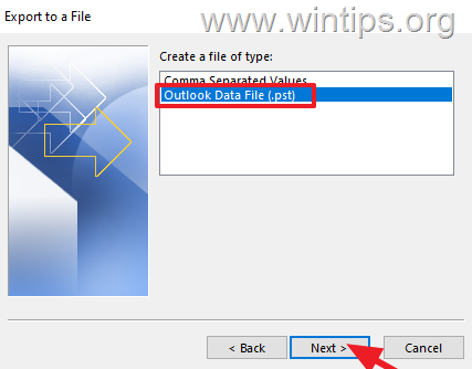 Select Outlook Data File