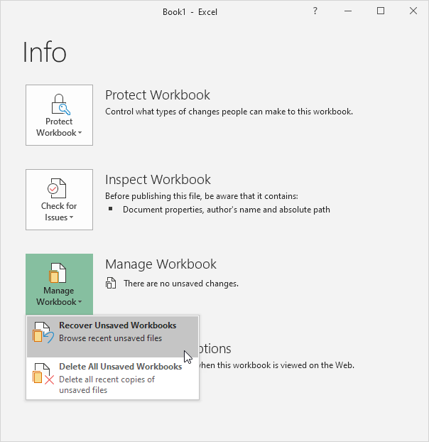 recover deleted excel file using Excel AutoRecover