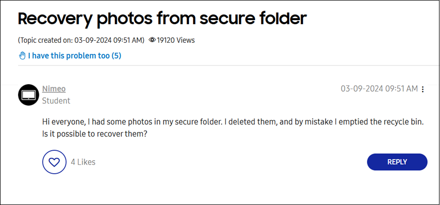 A Real User Question About Recovering Secure Folder Photos