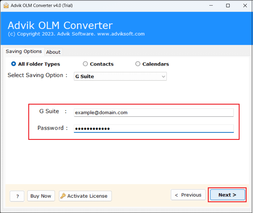 Enter your Google Workspace account login details