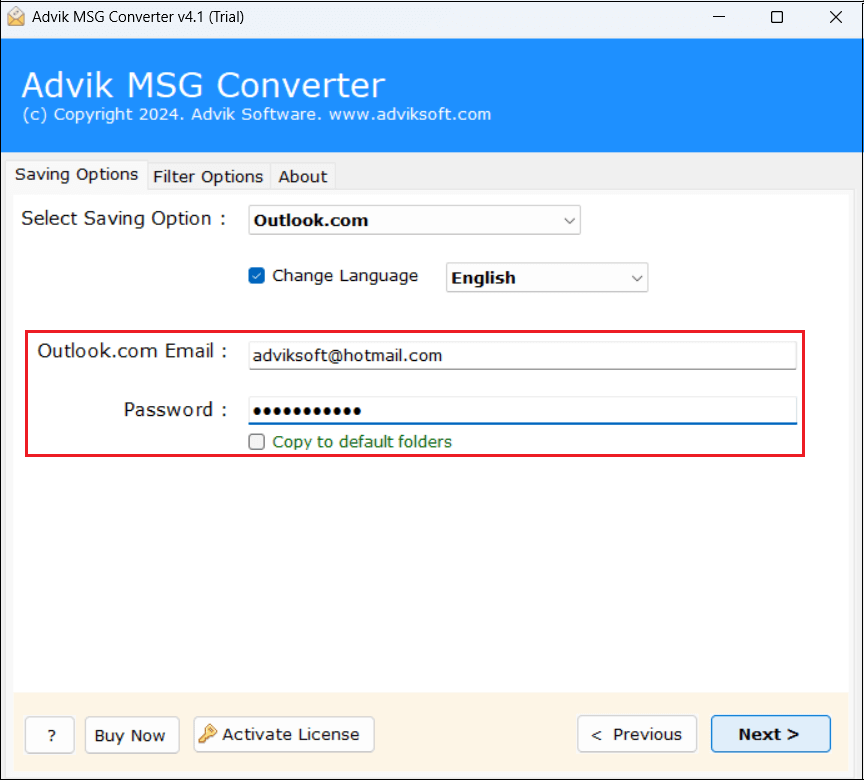 Enter your Hotmail account login details