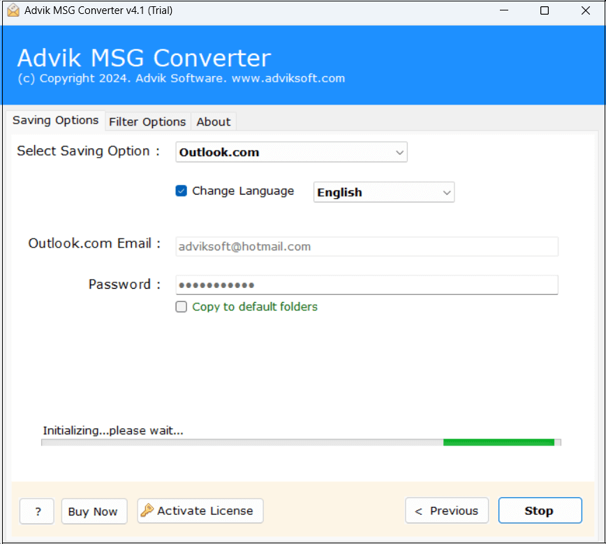 import msg files to hotmail
