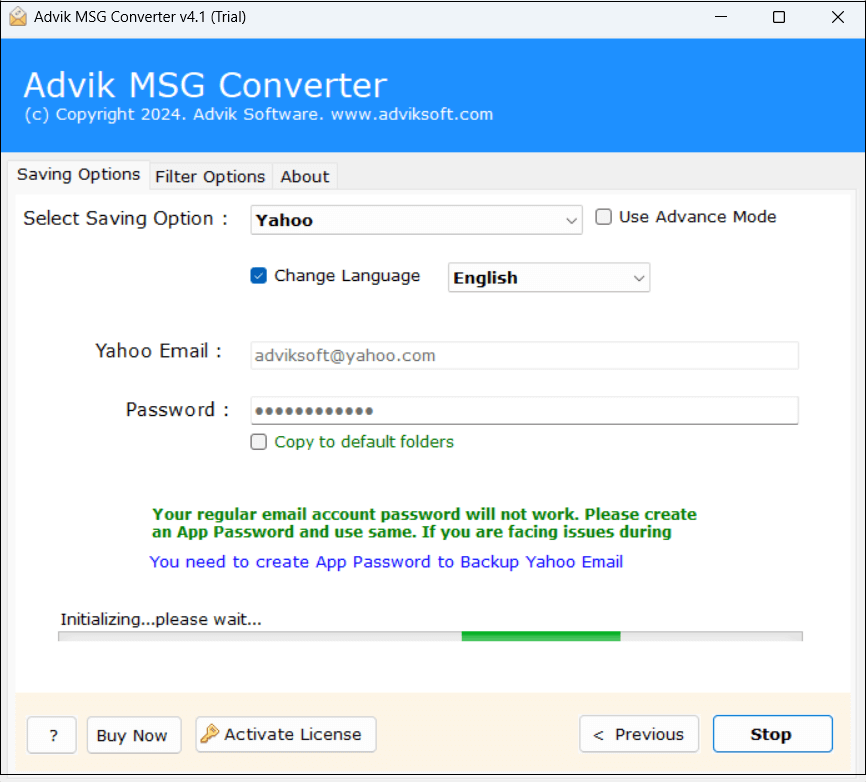 import MSG files to Yahoo Mail