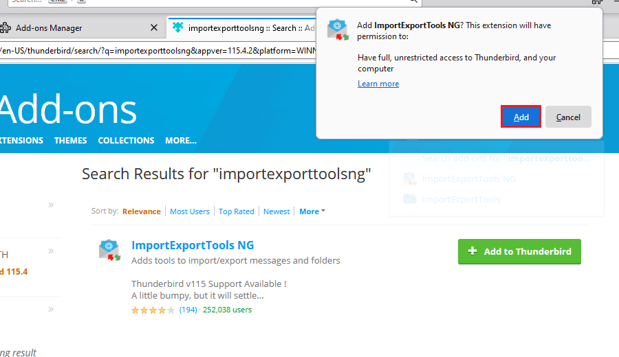 Install ImportExportTools NG