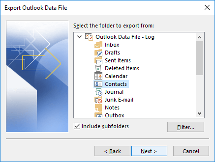 export pst to csv
