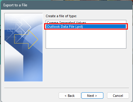 Select Outlook Data File (.pst)
