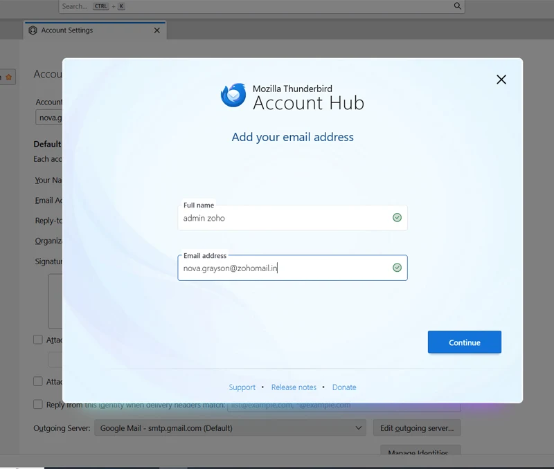 enter zoho mail credentials