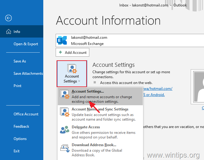 click on Account Settings