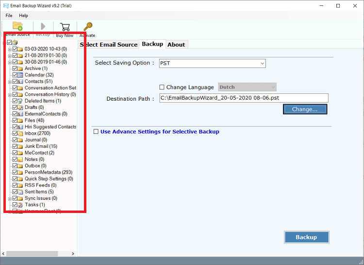 Select mailbox folders
