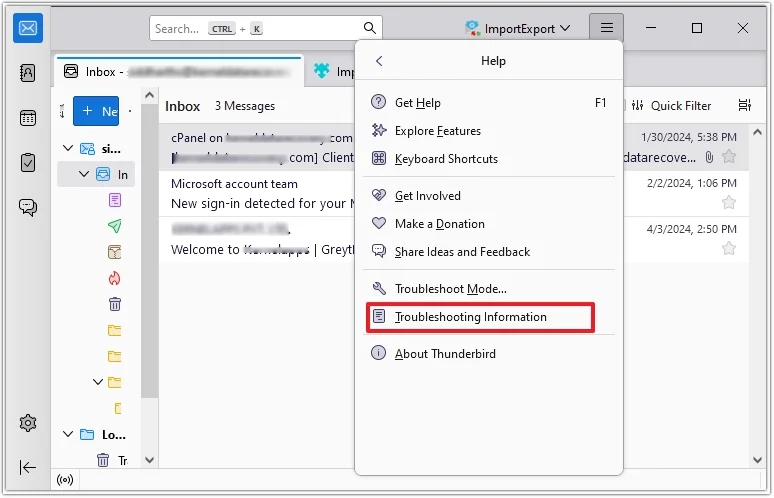 select troubleshooting information