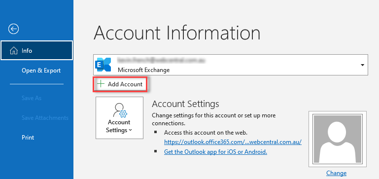 Click on Add Account