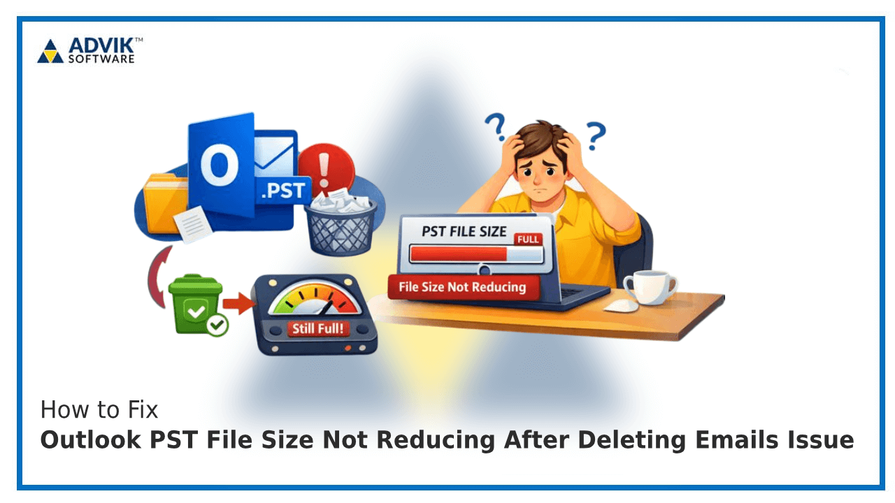 Outlook PST File Size Not Reducing After Deleting Emails Issue