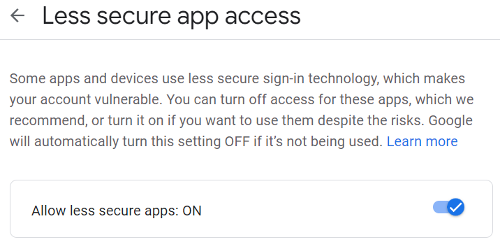 enable less secure apps
