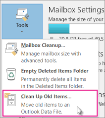click Tools and choose Clean up old items