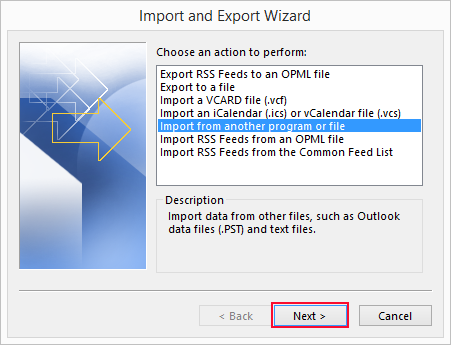 Choose Import from another program