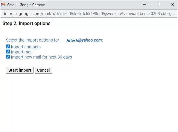 click on Start Import