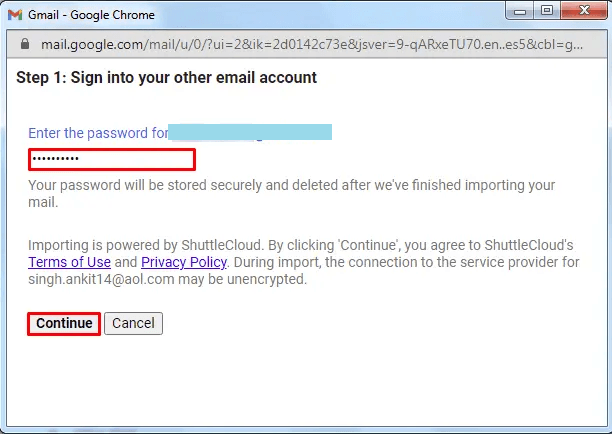 enter password