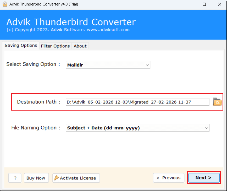 Thunderbird emails to Maildir