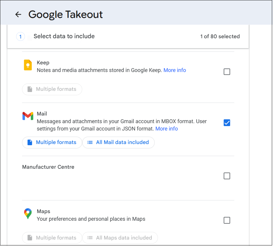 select the Mail option