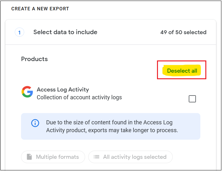 deselect all