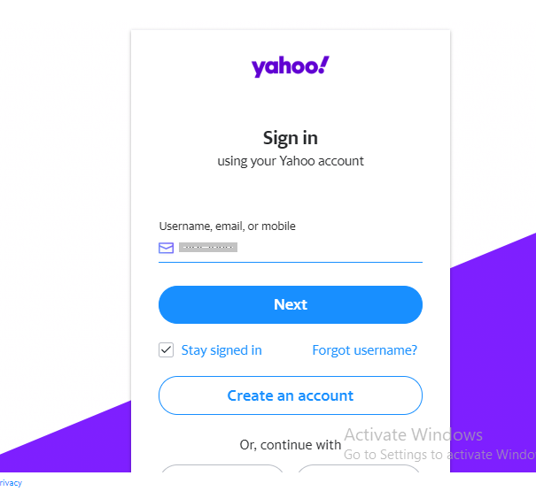 Yahoo account termination page