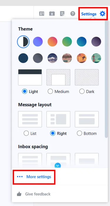 select More Settings