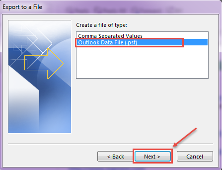 Choose Outlook Data File (.pst)