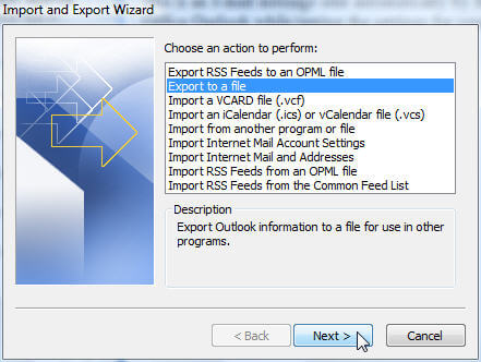 choose export to a file
