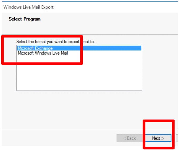 Select Windows Live Mail from the options