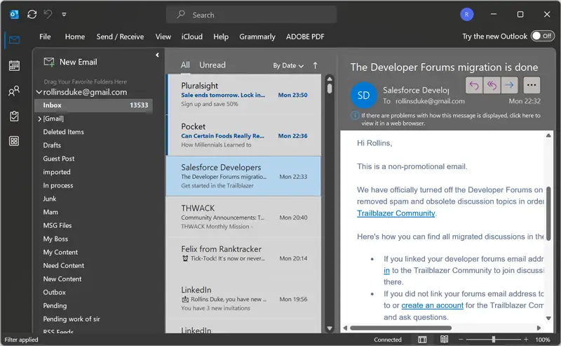 open your Webmail email