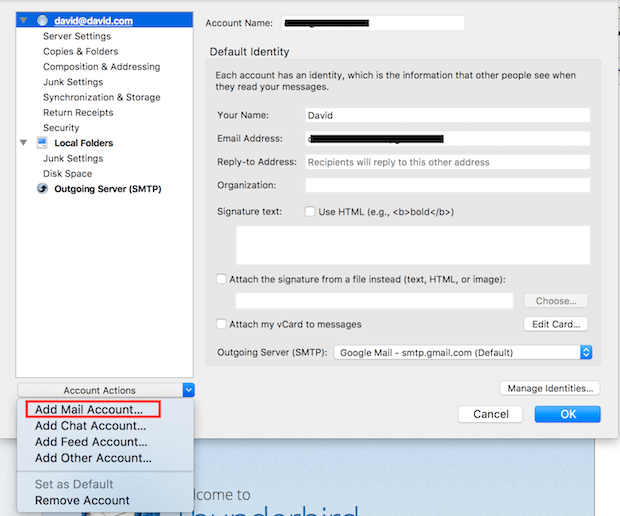 choose Add a Mail Account